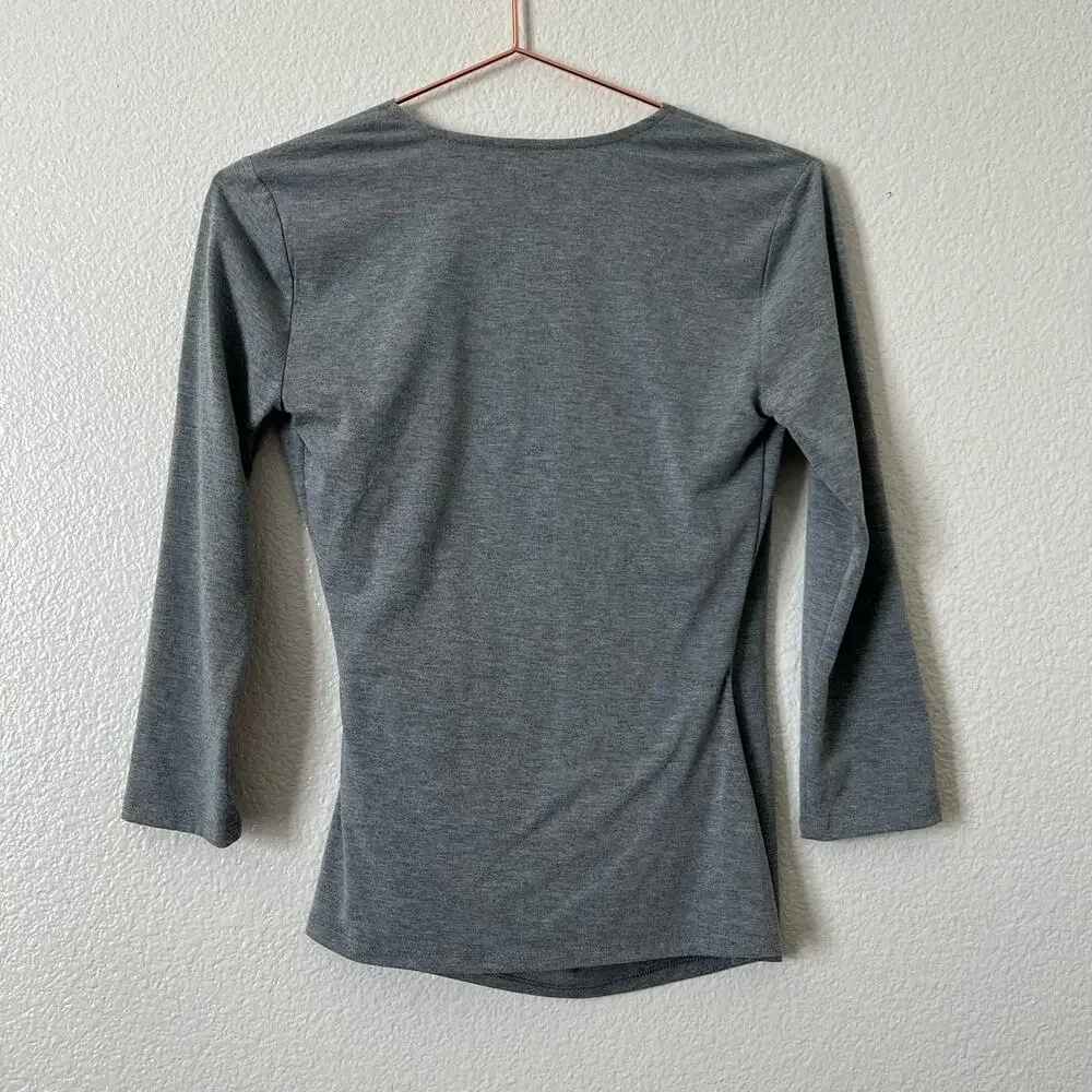Ann Taylor gray faux wrap 3/4 sleeve top 493841